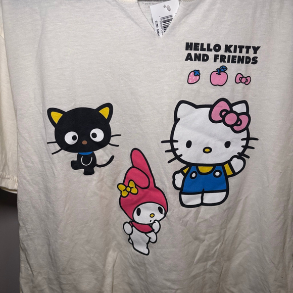 Women's Hello Kitty & Friends Short Sleeve Tee S Off-White Black - Picture 2 of 6